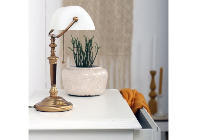 Lampa Biurkowa Bankierska Ancilla 1 Biała